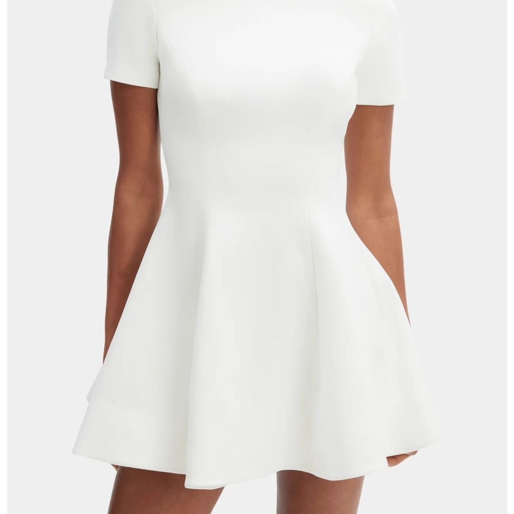 Bardot Zephyra - White Short-Sleeve Mini Fit-and-Flare Dress